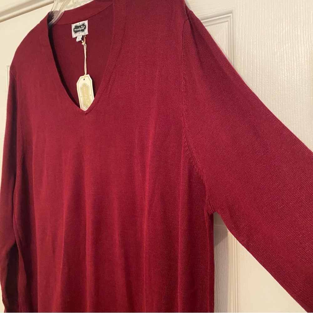 NWT Mud Pie Lawton Sweater Tunic Burgundy L - Picture 5 of 11